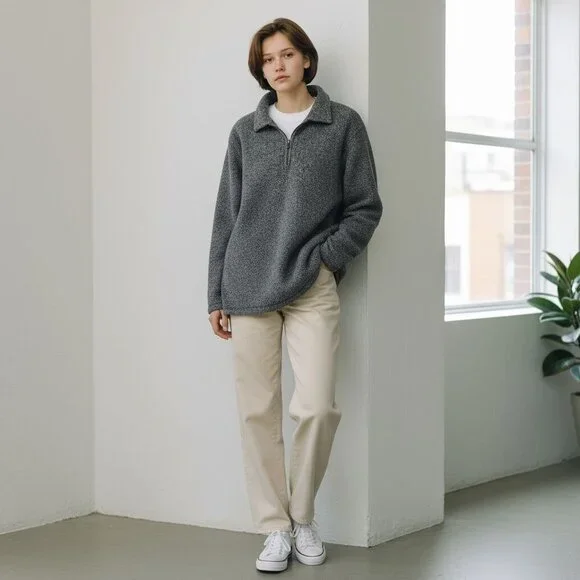 Woolrich Womens Original Outdoorwear Half-Zip Sweater Small Cozy Gray Wool-Blend - Picture 14 of 16